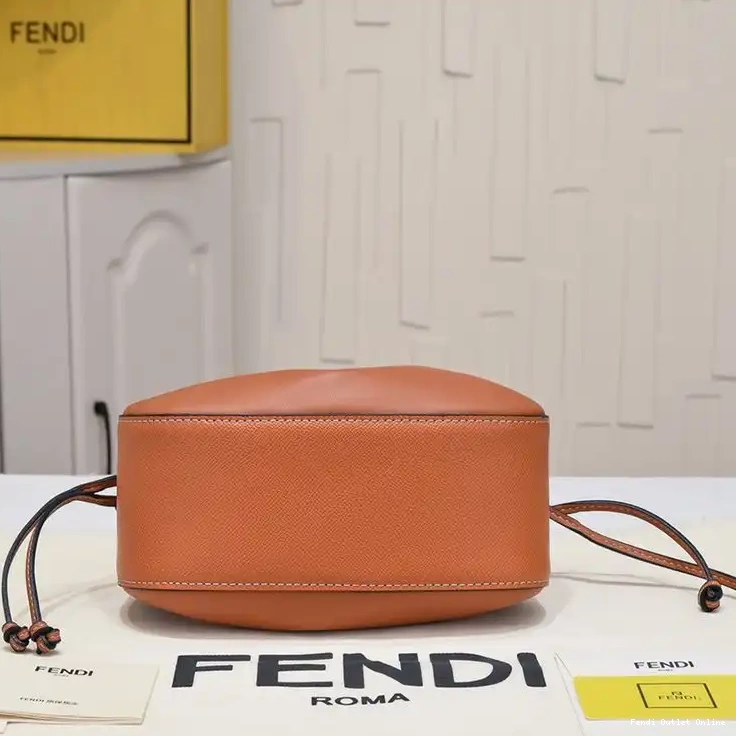 Affordable In Bucket Fendi Pomodorino Brown Calf Leather Bag Mini 0630